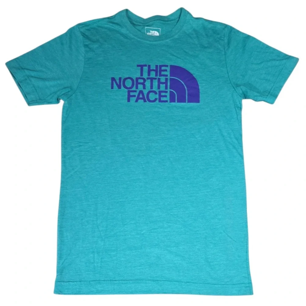 The North Face Mens Logo Crew Neck Slim Fit T-shirt Teal Blue‎ & Purple Small
